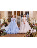 Square Neck Sequined Beaded Lace Tulle Stunning Flower Girl Dress